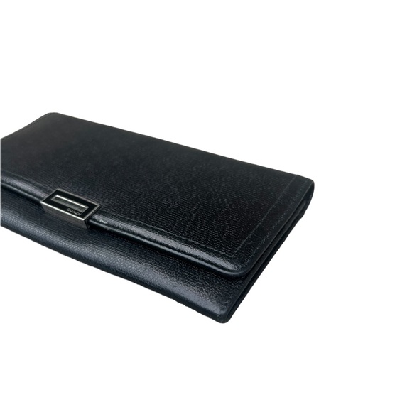 Vintage Coach Leather Crossgrain Long Continental Snap Wallet Black Classic - Picture 4 of 12